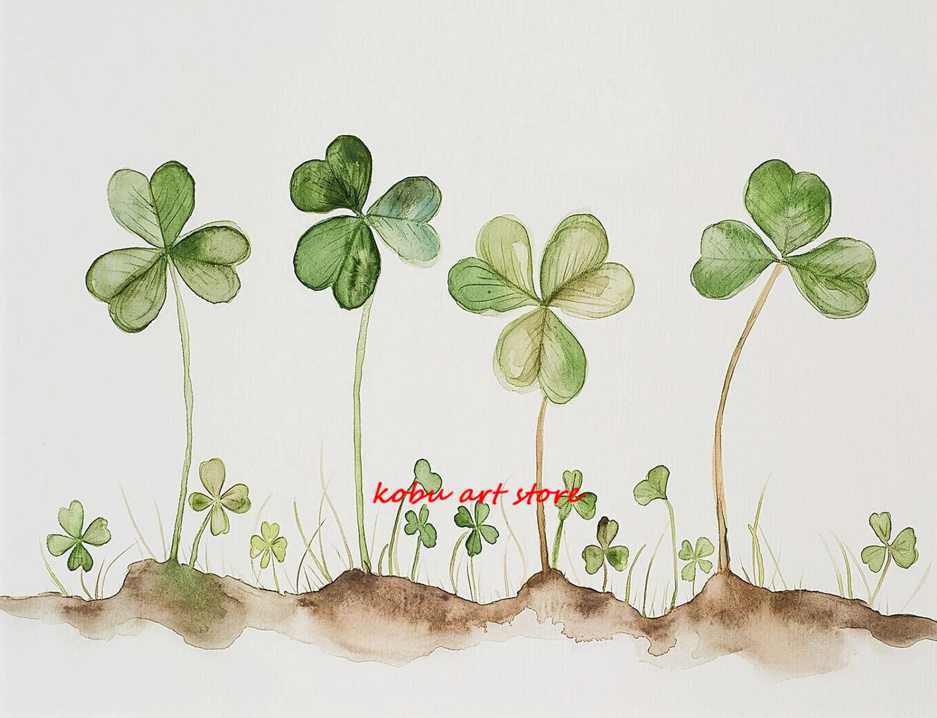 Four Leaf Clover Green Wildflower Field Shamrock Poster Print Canvas Painting St Patricks Day Wall Art Picture Home Room Decor