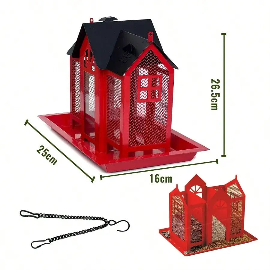 Bird Feeder Outdoors Squirrel Proof Hanging Metal Large Attracting Wild Birds Hummingbirds Black