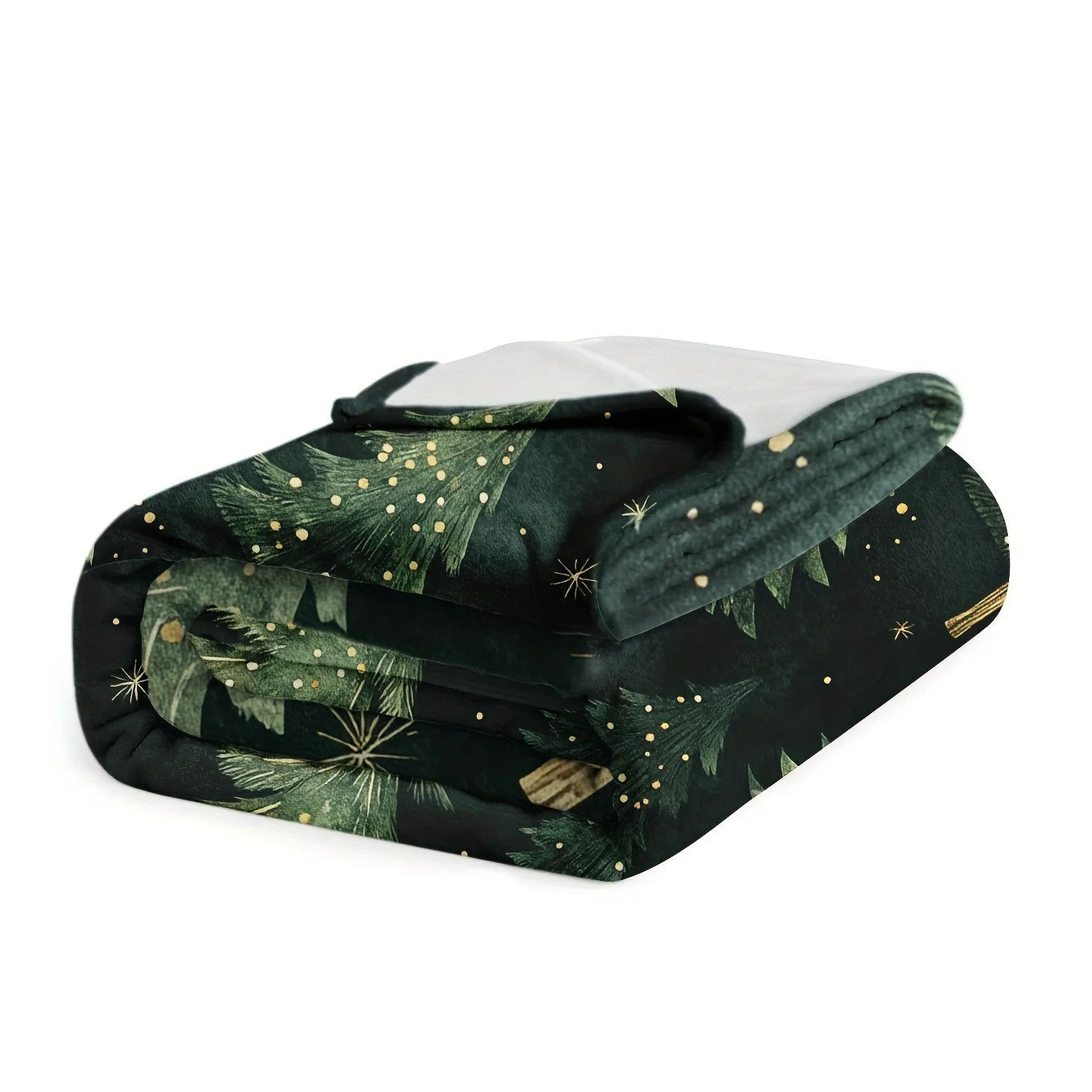 1pc Flannel Fleece Throw Blanket, Green Christmas Tree Print, Soft Warm Comfort for Sofa Bed Office, All-Season Anti-Allergen