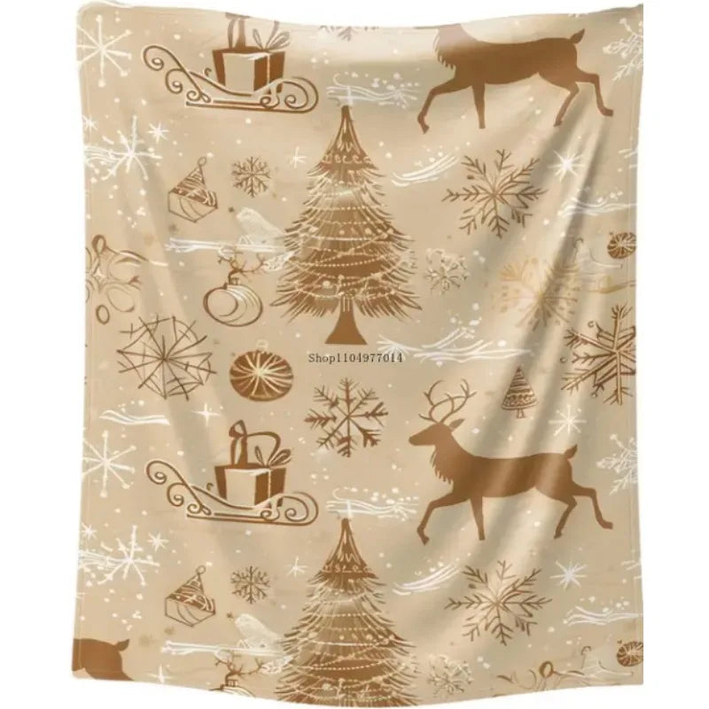 Christmas themed blanket - soft, lightweight, suitable for bed, sofa, travel, warm in all seasons, modern style blanket