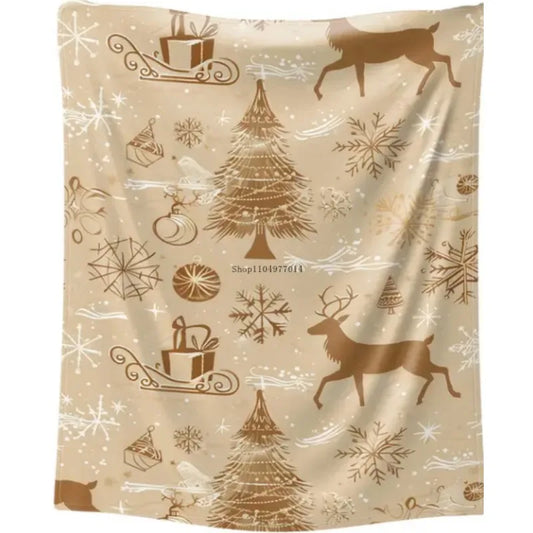 Christmas themed blanket - soft, lightweight, suitable for bed, sofa, travel, warm in all seasons, modern style blanket
