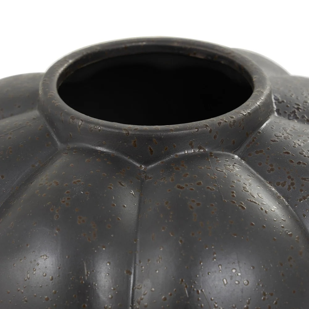 Contemporary Black Ceramic Bubble Vase Distressed Textured Surface Unique Home Accent Modern Centerpiece Gift Decor