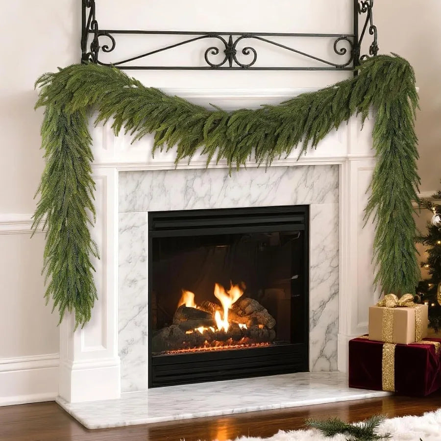 5FT Christmas Norfolk Pine Garland 1PCS Artificial Pine Needles Garlands Faux Greenery Fake Garland for Holiday Fireplace Table