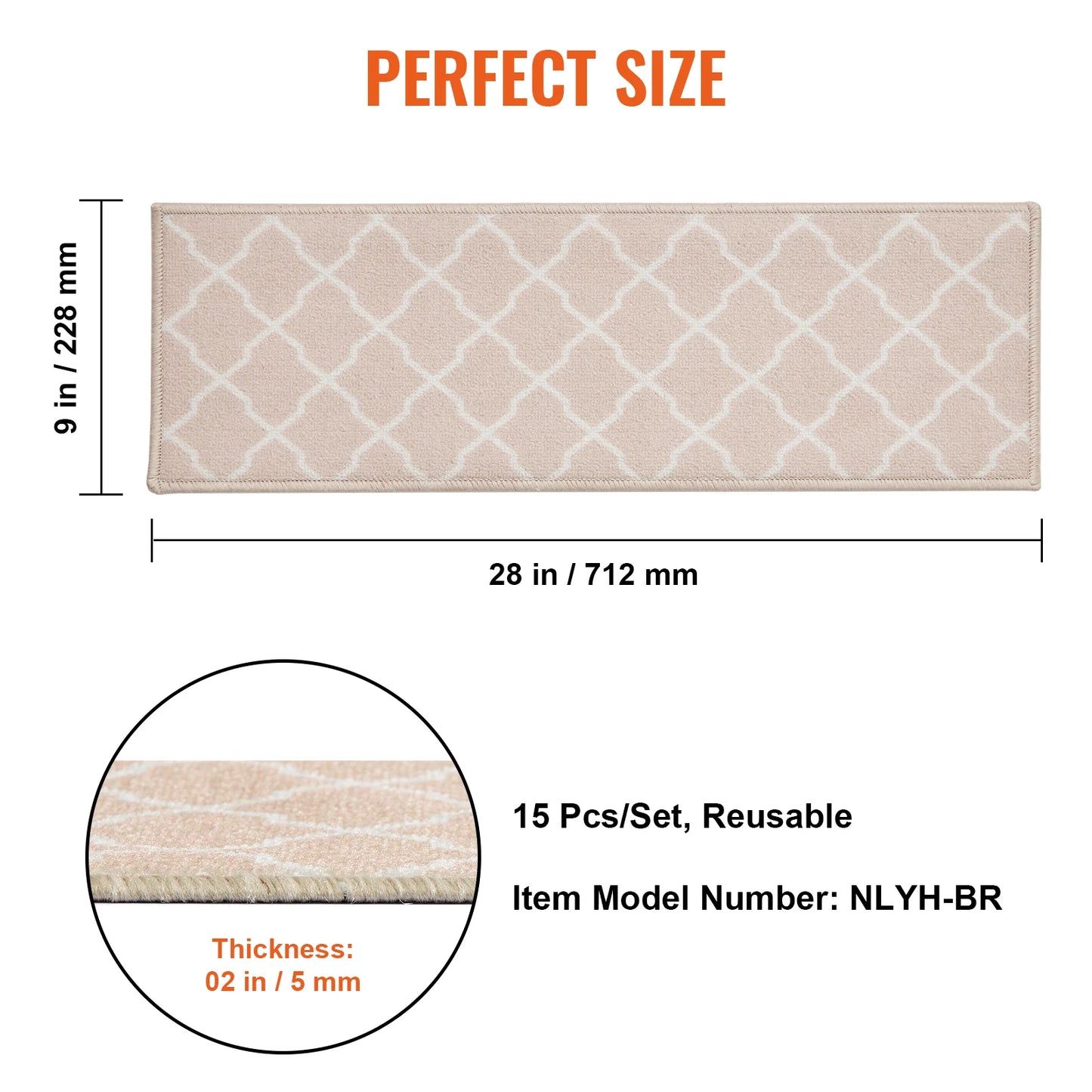 SucceBuy Stair Treads Staircase Anti-Slip Mat 28x9/30x8in Stair Carpet Treads Soft Fabric Noiseproof Stair Mats Machine Washable