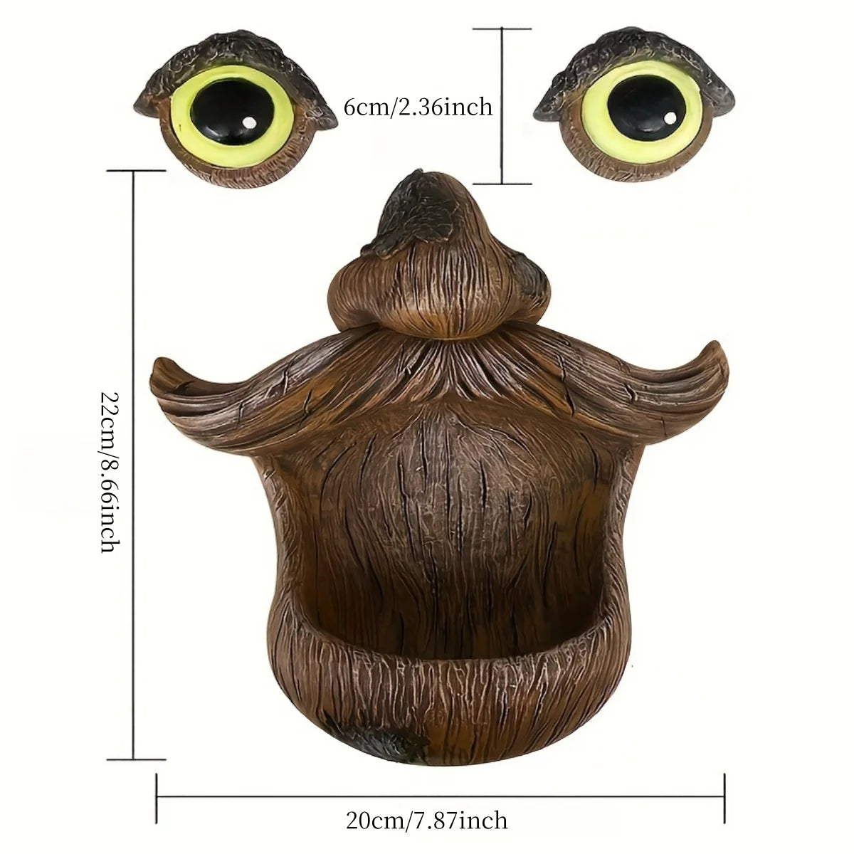 Tree Face Bird feeder, Bird Feeder Tree Face Decor Outdoor, Fun Old Man with Glowing Eyes in Dark, Tree Hugger Wild Birdfeeder S
