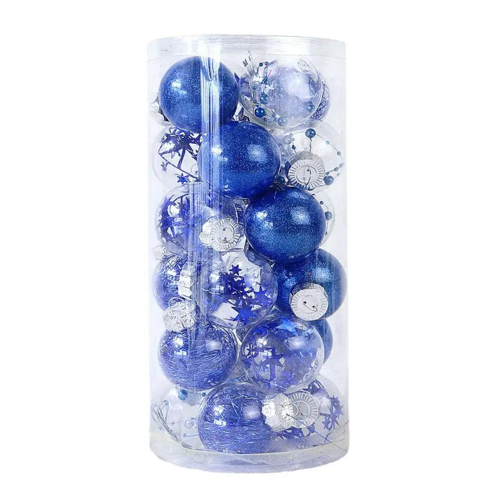 Christmas Tree Balls Hanging 25pcs Christmas Ball Ornaments Glittering Christmas Baubles PVC White Gold Ball Decorations Set