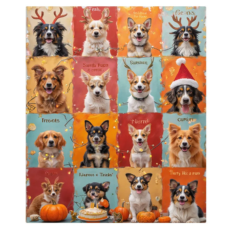 Flannel Blanket-Soft Lightweight All-season Cute Puppy Christmas Holiday Blanket for Baby Soft Cozy Warm