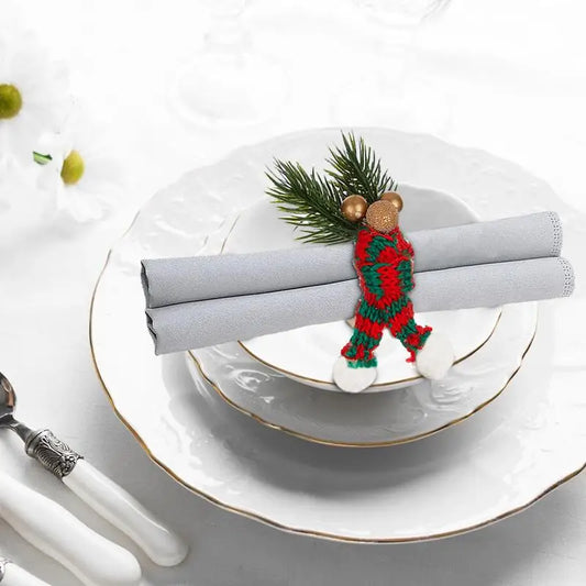 Christmas Napkin Rings Set Party Dinner Table Decor Napkin Rings Christmas Hat Scarf Pine Needles Napkin Rings Set Of 6 Dining