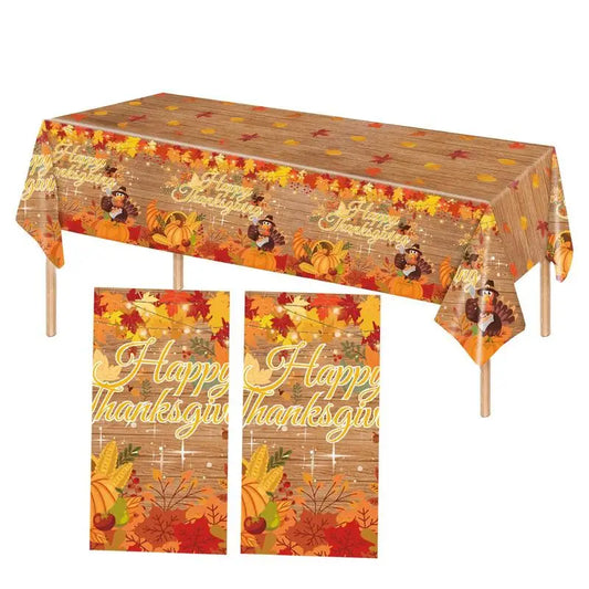 Thanksgiving Table Cloth Thanksgiving Harvest Table Cloth Fall Table Decor 3X Maple Leaves Turkey Kitchen Dining Table Cover for