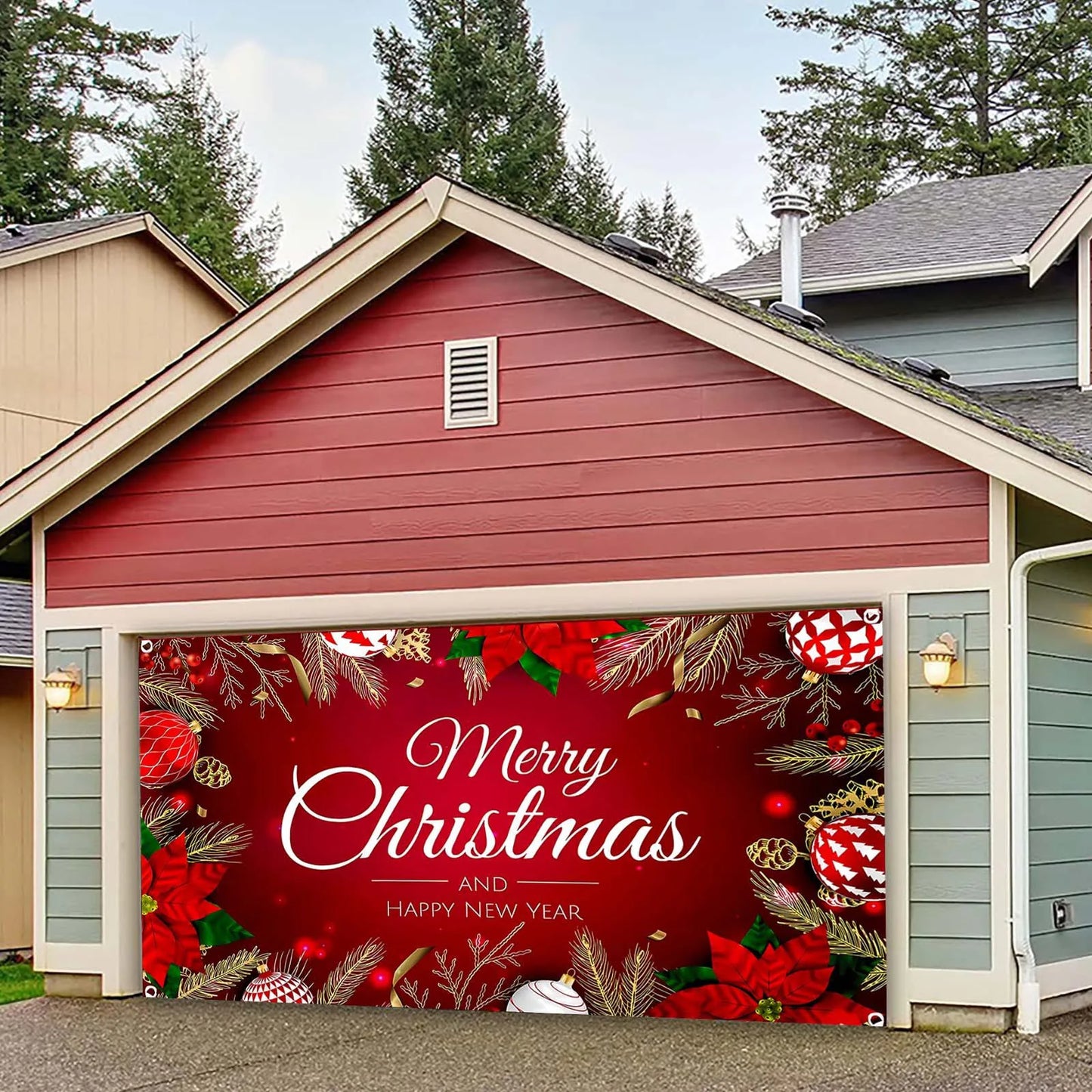 Christmas Garage Door Decoration Christmas Garage Door Banner Mural Cover 7 X 16 Feet Large Merry Christmas Sign For Christmas