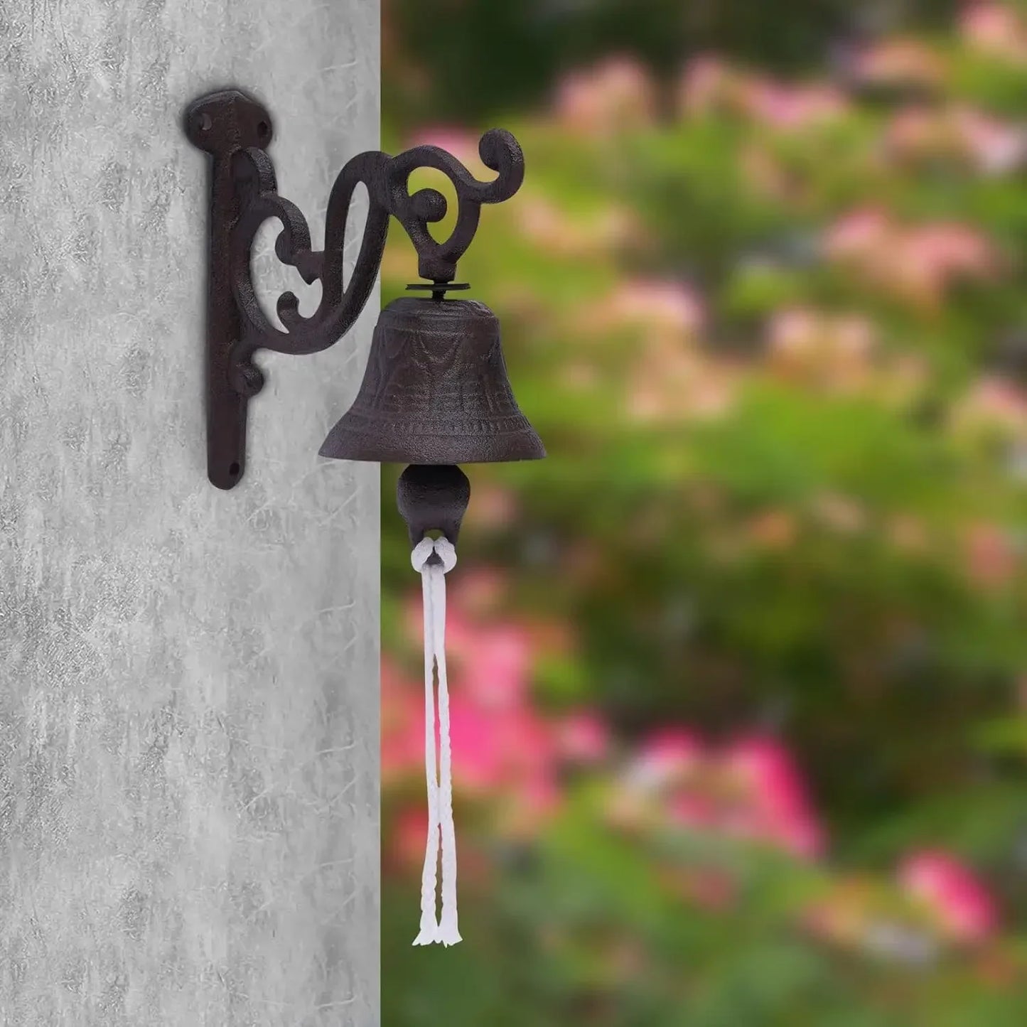 Cast Iron Door Bell, Wall Mounted Captains Bell Doorbell Hanging Ship Bell for Door Restaurant School Garden 13.5x13.5cm Black