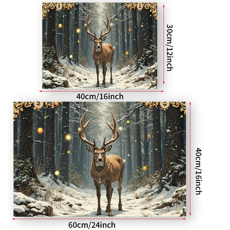 1pc Wall Tapestry "Enchanted Forest Deer Tapestry - Winter Wonderland Wall Art"