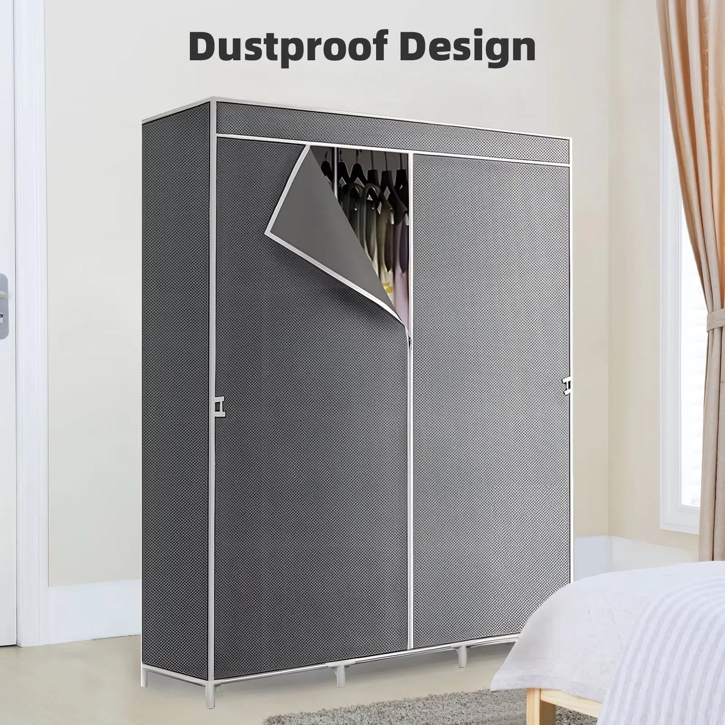 Space saving portable closet organizer, adjustable small space storage rack, easy to assemble, durable and versatile