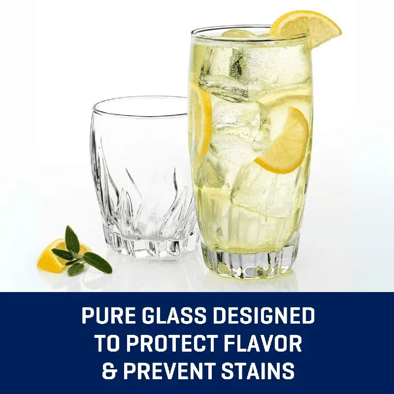 12 Piece Clear Glassware Set Durable Highball Rocks Glasses Dishwasher Safe Ideal Home Parties Gift