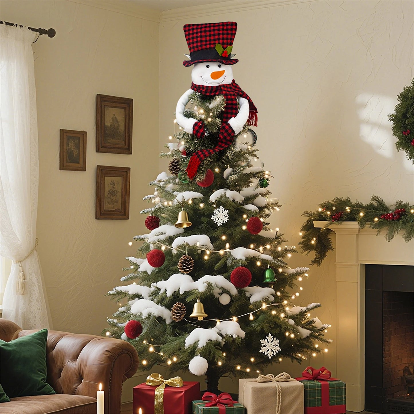 Festive Santa Claus Christmas Tree Topper Traditional Santa Tree Topper Holiday Decoration for Festive Home Display