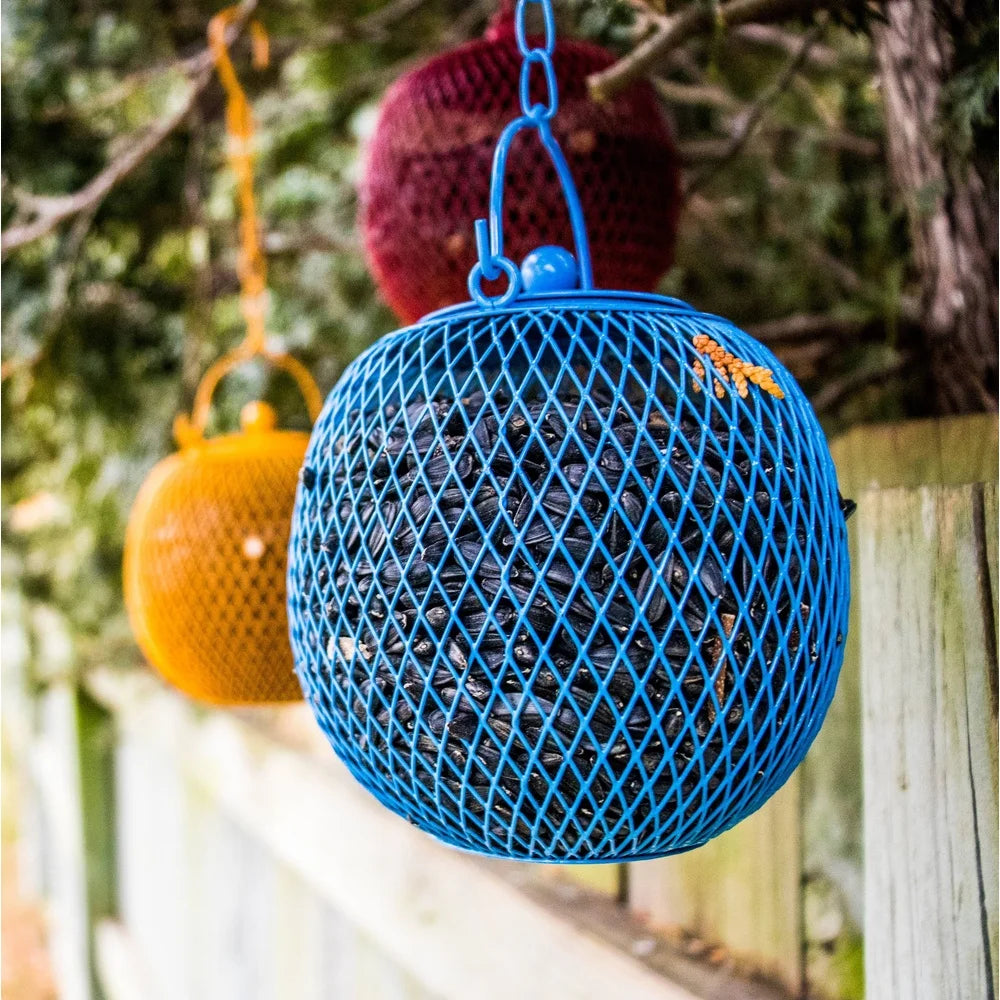 3Pc Squirrel Proof Bird Feeder Hopper MultiColor Mesh Design Easy Attach Outdoor Birdwatching Wild Bird Feeding Station