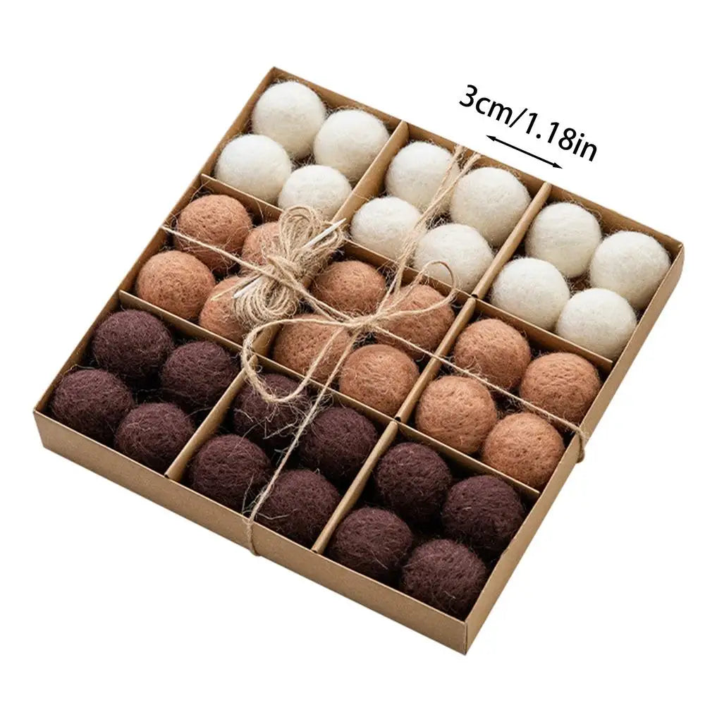 36pcs DIY Snowflake Ball Wool Felt Ball Christmas Prop Christmas Tree Atmosphere Decoration Ball Pendant Holiday Atmosphere Prop