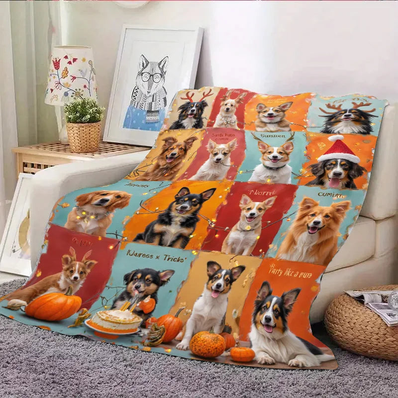 Flannel Blanket-Soft Lightweight All-season Cute Puppy Christmas Holiday Blanket for Baby Soft Cozy Warm