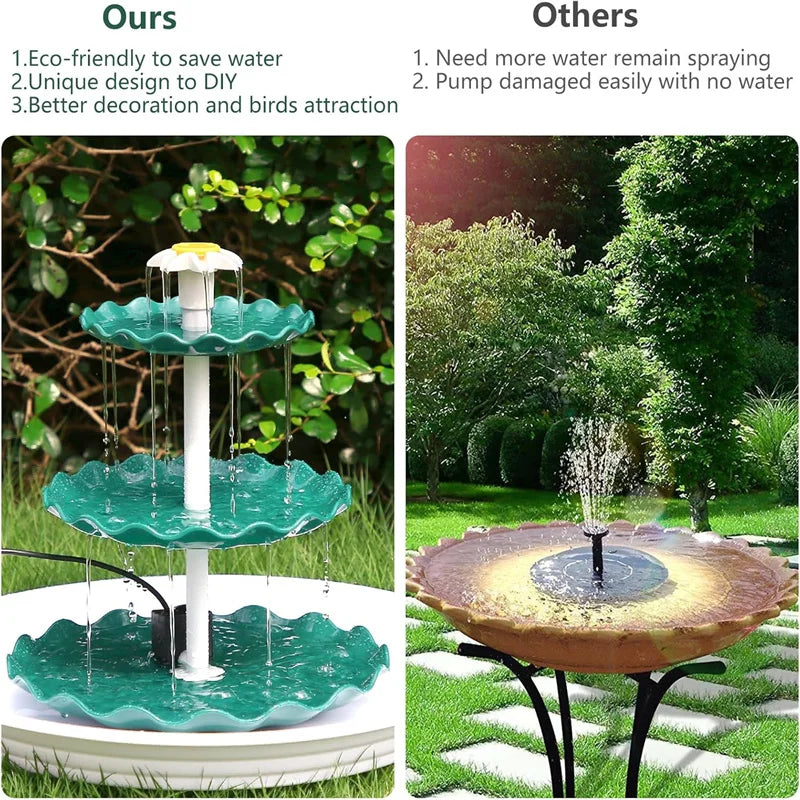 24pcs/box 3.5w Solar Fountain Pump with 3 Tiered Bird Bath DIY Solar Water Fountain for Bird Bath,Garden and Outdoor Bird Feeder