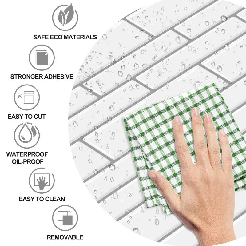 5 Pcs Peel and Stick Backsplash Tiles, 12x12 Inch Self Adhesive Subway Tiles for Kitchen and Bathroom Wall, Easy Install DIY  De