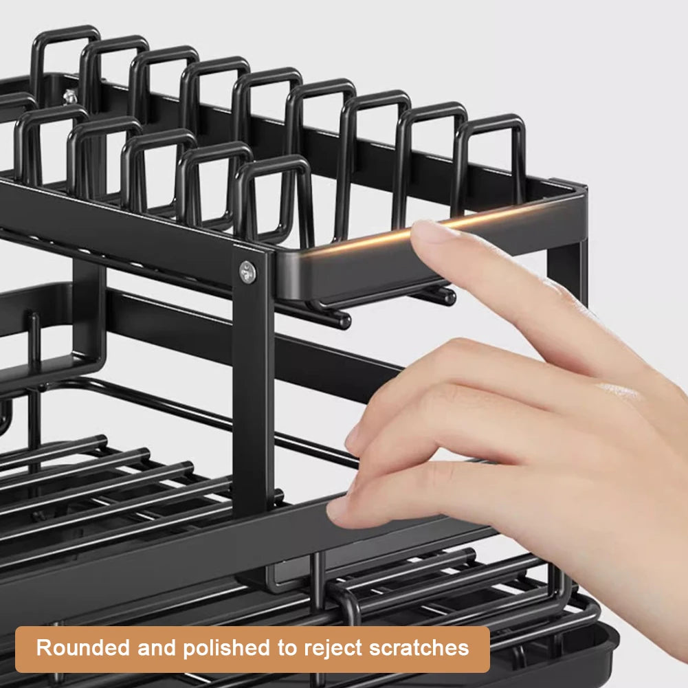Dish Drainer with Drainboard Sink Organizer Dish Racks Carbon Steel Dish Rack for Kitchen Storage Counter Organizer