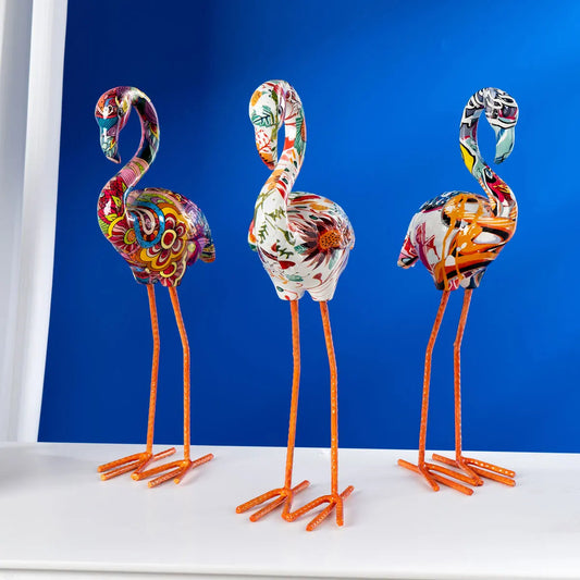New Creative Colorful Flamingo Animal Resin Craft Decoration for Home, Living Room, Desktop, TV Cabinet Decoration Figurines
