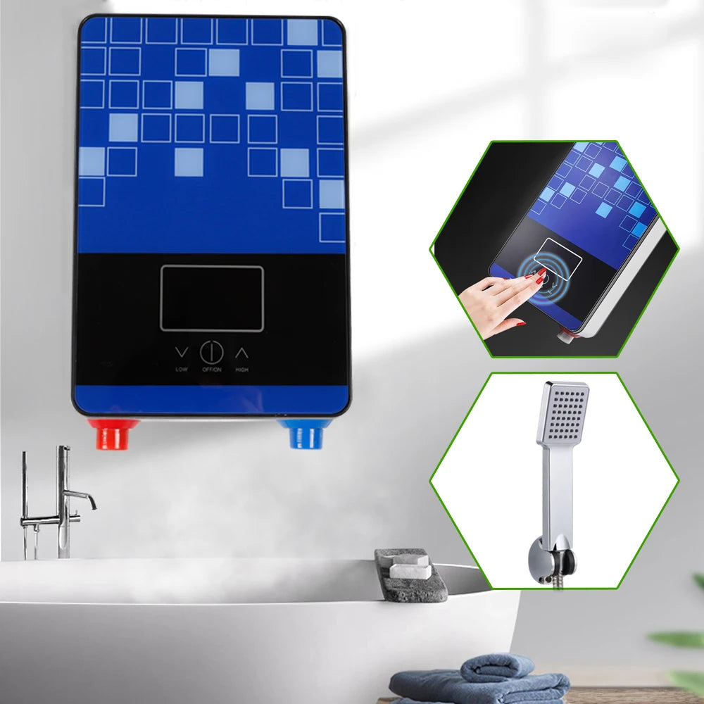 Tankless Electric Hot Water Heater 4500W 110V Instant Water Heater On Demand Bath Shower with LED Screen Display for Bathroom