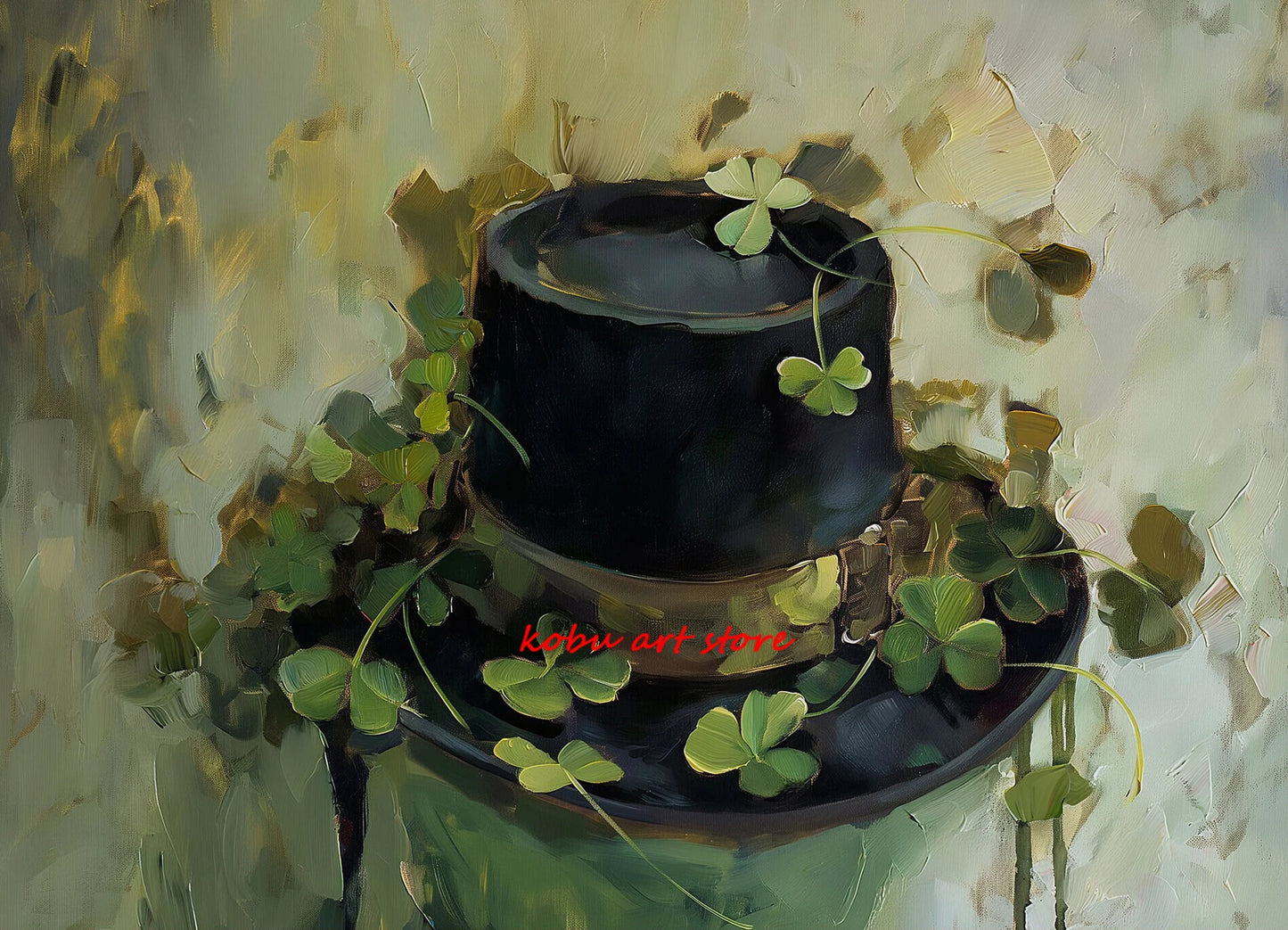 Four Leaf Clover Green Wildflower Field Shamrock Poster Print Canvas Painting St Patricks Day Wall Art Picture Home Room Decor