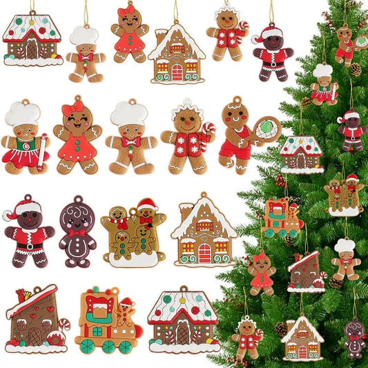 36pcs Gingerbread Man Ornaments for Christmas Tree Assorted Gingerbread Figurines Decorations with Gingerbread House Ornaments
