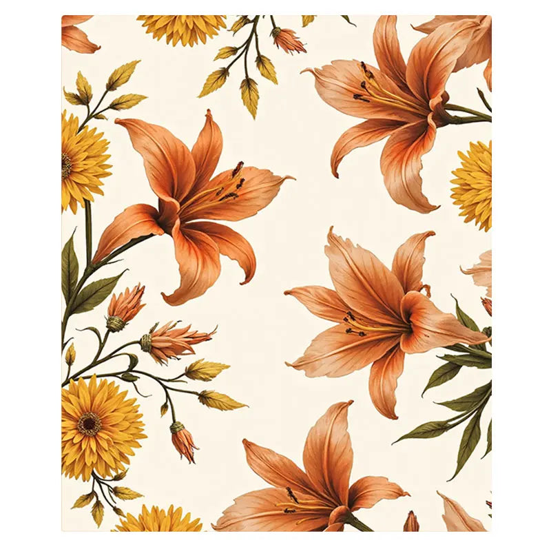 1pc Flannel Blanket Autumn Floral Print Throw Blanket for Cozy Home Decor