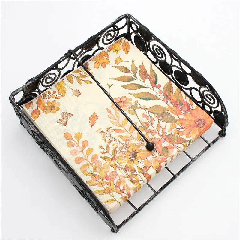 20pcs/pack 33x33cm Plant Flower Printed Table Dinner Disposable Cocktail Napkins Paper Autumn Decoration