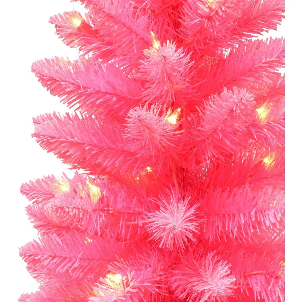 Puleo International 4-Foot Fashion Pink Pine Artificial Christmas Tree with 150 UL-Listed Clear Lights