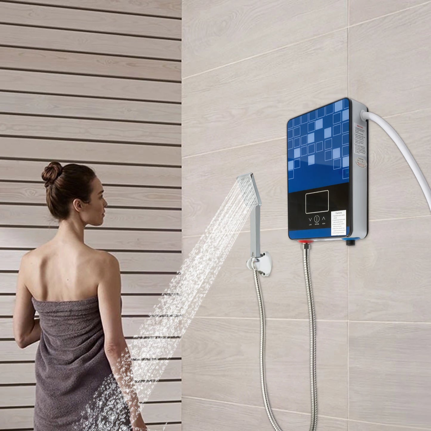 Tankless Electric Hot Water Heater 4500W 110V Instant Water Heater On Demand Bath Shower with LED Screen Display for Bathroom
