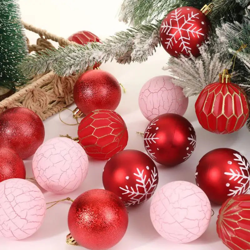 Hand Painted Christmas Ball Set Ornaments, 2.4 Inch Shatterproof Woven Fabric Ball Set for Xmas Tree Decor, Home Festival Decor