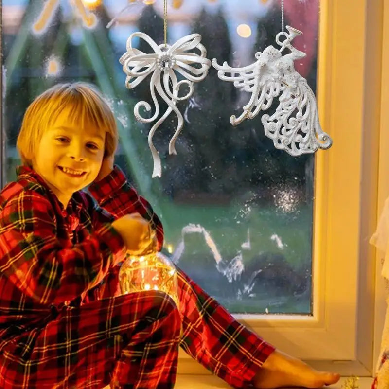 Christmas Tree Ornaments Set Snowflakes Hangable Ornaments Christmas Angel Ornaments Christmas Tree Pendant For Winter Holiday