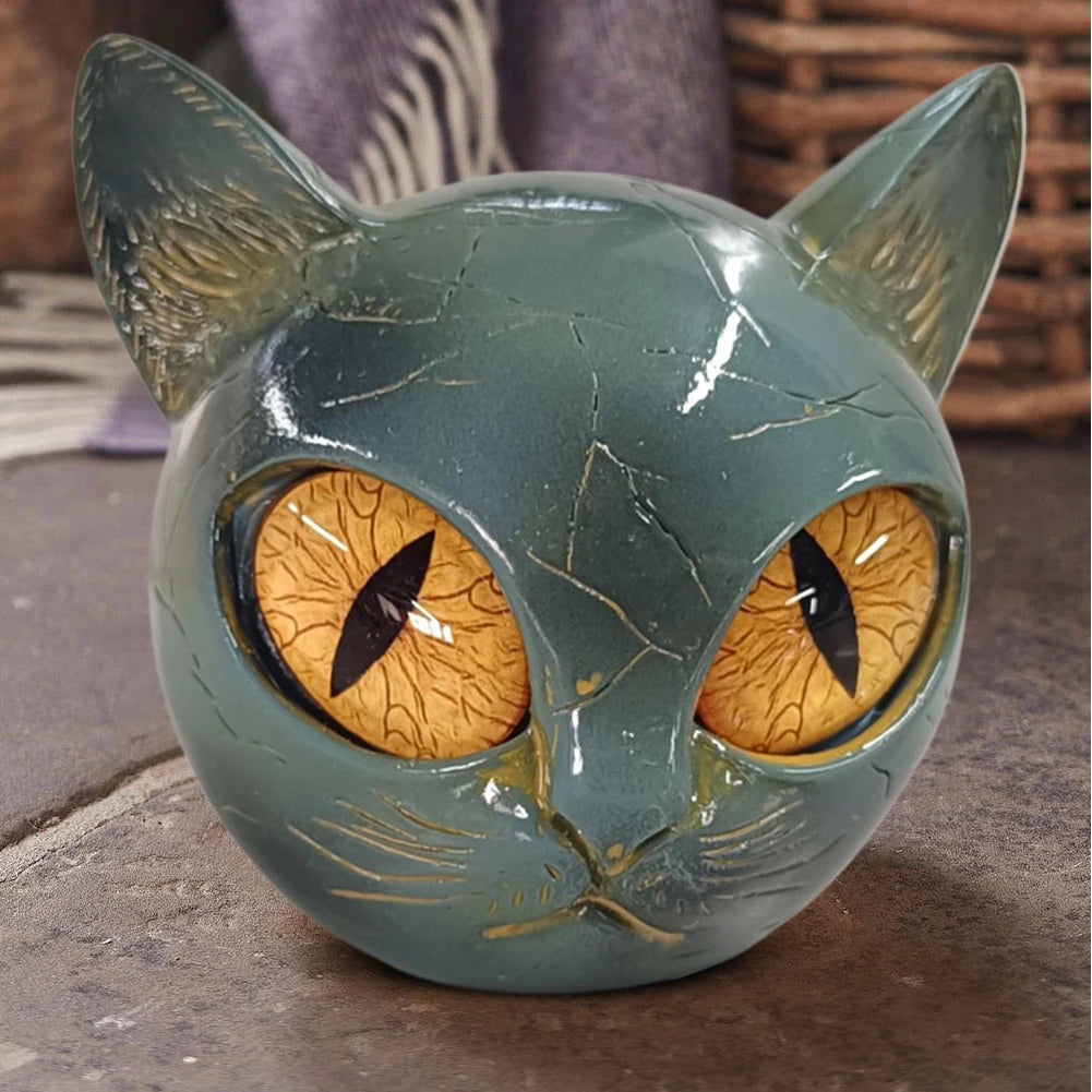 Decorative Cat Stone Figurine Marble Texture Cat Stone Kitten Sculpture for Home Windows and Party Decorations