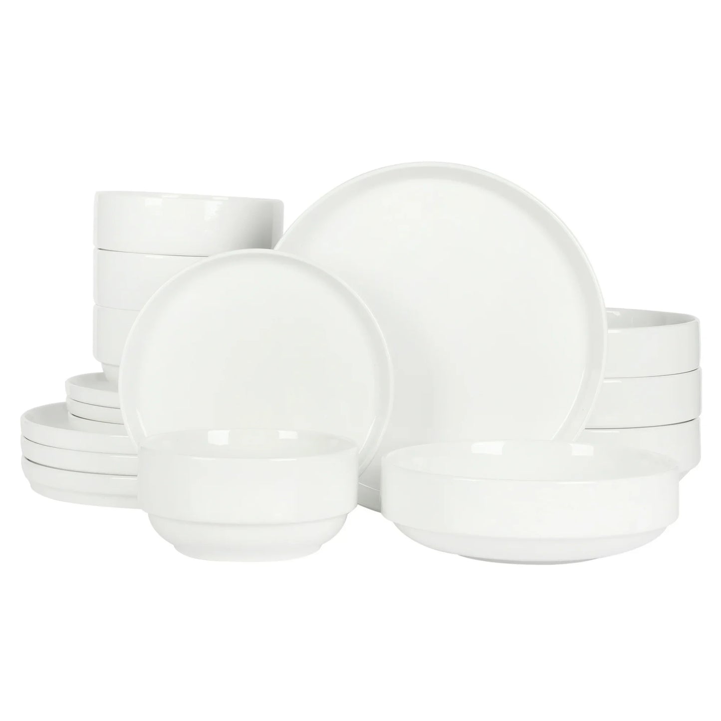 16-Piece White Fine Ceramic Dinnerware Set