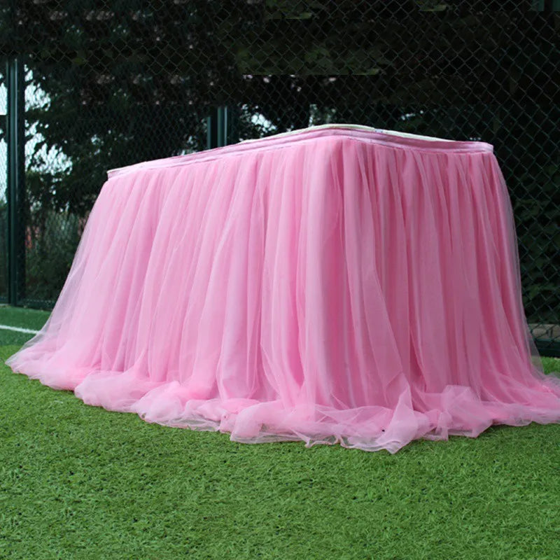 Tulle Table Skirts for Rectangle Round Tables Tutu Tablecloth Cover for Baby Shower Birthday Party Wedding Cake Dessert Table
