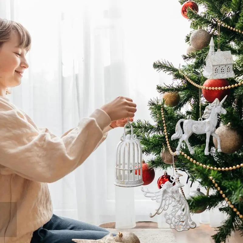 Christmas Tree Ornaments Set Snowflakes Hangable Ornaments Christmas Angel Ornaments Christmas Tree Pendant For Winter Holiday