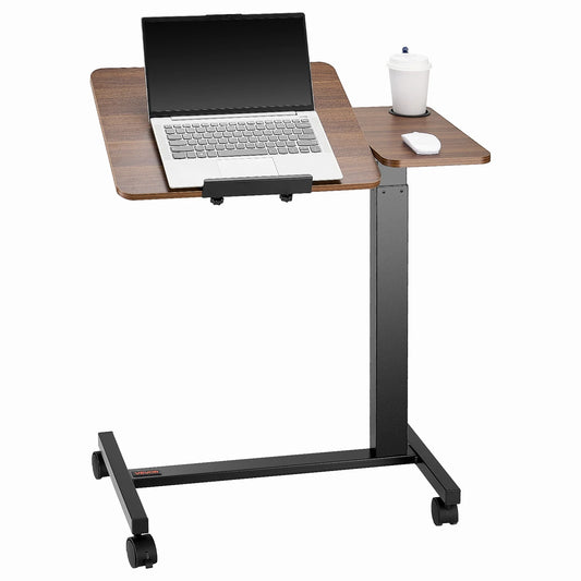 VEVOR Overbed Table Mobile Bed Side Table w/ Swivel Casters Height & Angle Adjustable Rolling Laptop Desk for Home Office Study