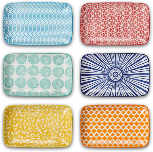 Ceramic 9.5 Inch Large Rectangular Salad Plates, Dinner Plates, Pasta Dessert Plates Serving Platters and Trays for Appetizer
