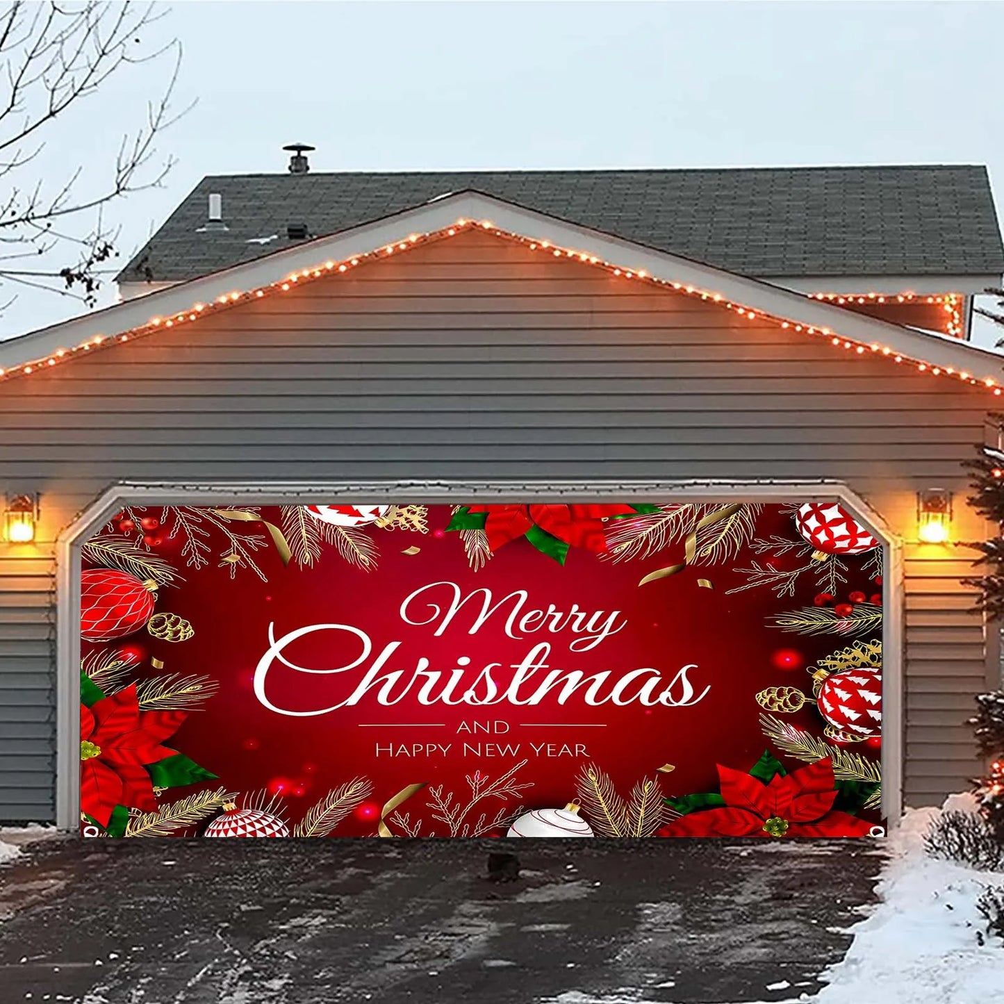 Christmas Garage Door Decoration Christmas Garage Door Banner Mural Cover 7 X 16 Feet Large Merry Christmas Sign For Christmas