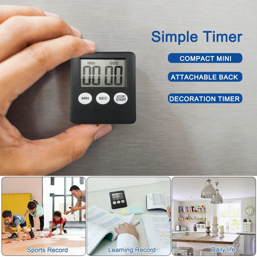 Digital Kitchen Timer Magnetic Cooking Digital LED Display Loud Alarm Minute Second Count Up Countdown Countup Boiling Egg Timer