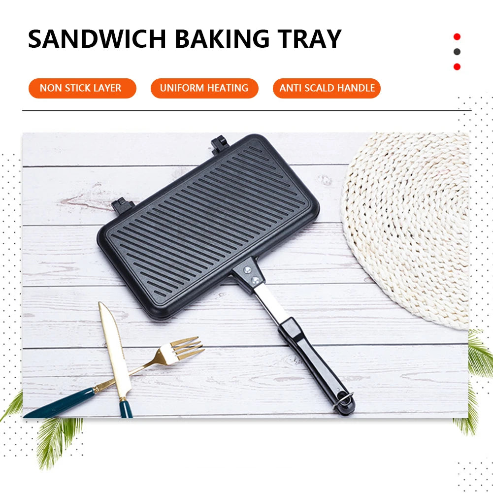 Breakfast Waffle Baking Pan Nonstick Easy Clean Frying Pan Multi-function Aluminium Alloy Double Side Portable  Bakeware
