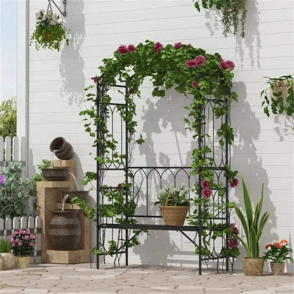 Seat Bench |Outdoor Lawn Backyard Decor Garden Arch Arbor with Entry Bench Patio Decor & 2-Person Outdoor Decorative Seating,Arc