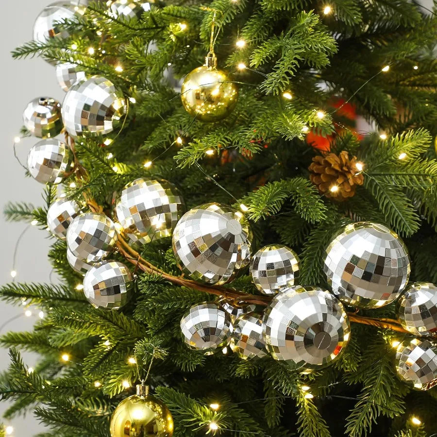 Dingion 6 ft Christmas Ornament Ball Garland Xmas Disco Ball Hanging Decoration Shatterproof Ornament Garland for Christmas Tre