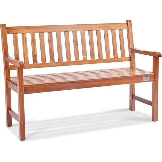 Wood Outdoor Bench, 2-Person Garden Bench with Backrest and Armrests, 800 lbs Load Capacity,All-Weather Never Rot Patio Bench f