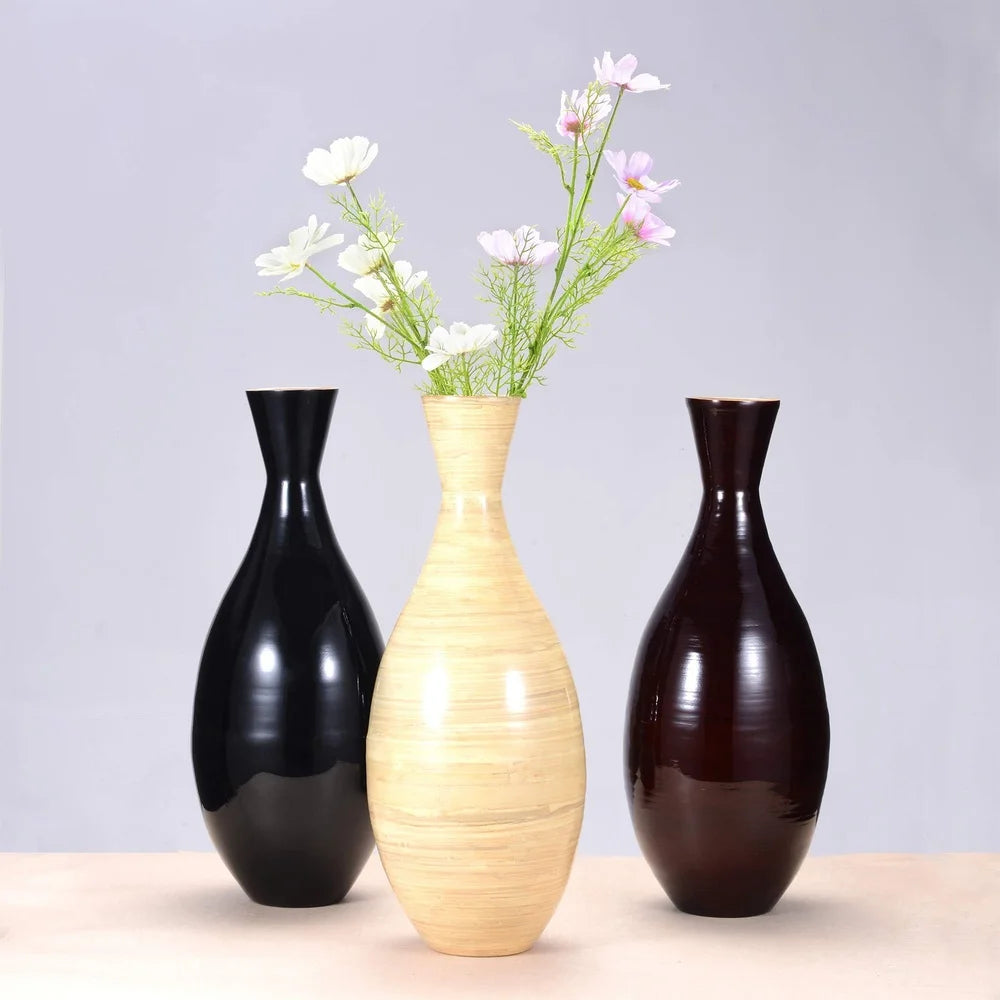 Unique Handcrafted Bamboo Floor Vase Durable Teardrop Design Stylish Home Decor Accent Lightweight Decorative Piece
