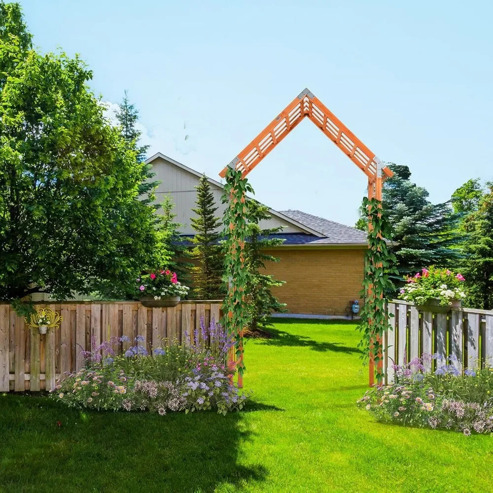 9.4ft Wooden Garden Arbor, Wedding Arch for Ceremony, Wood Garden Trellis for Plant Climbing, Pergola for Garden Backyard
