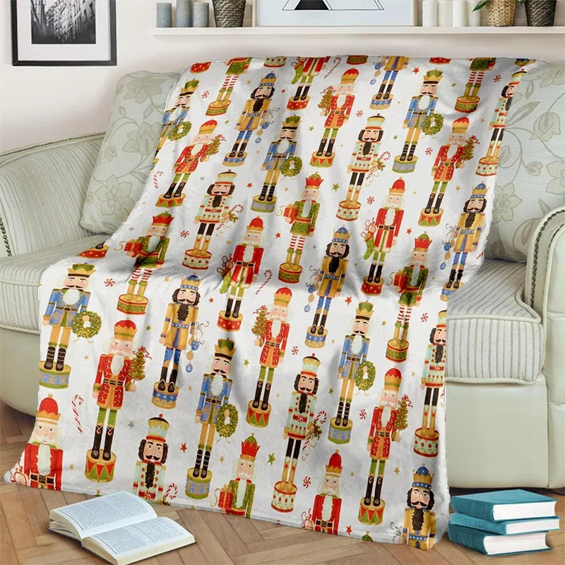 Nutcracker Christmas Tree Cartoon Blanket,Soft Throw Blanket for Home Bedroom Bed Sofa Picnic Travel Office Cover Blanket Kids